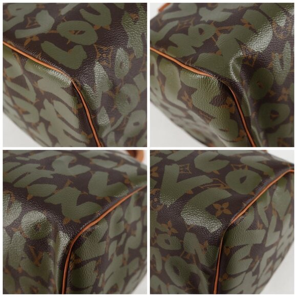 LOUIS VUITTON Monogram Graffiti Speedy 30 Bag Green Khaki M92194 Auth 116281AM - Picture 14 of 16